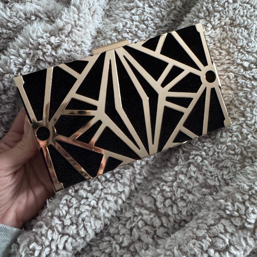 Geometric Black and Gold Clutch